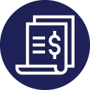 Documento con signo dienro en circulo azul oscuro