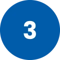 Número 3 en un circulo azul
